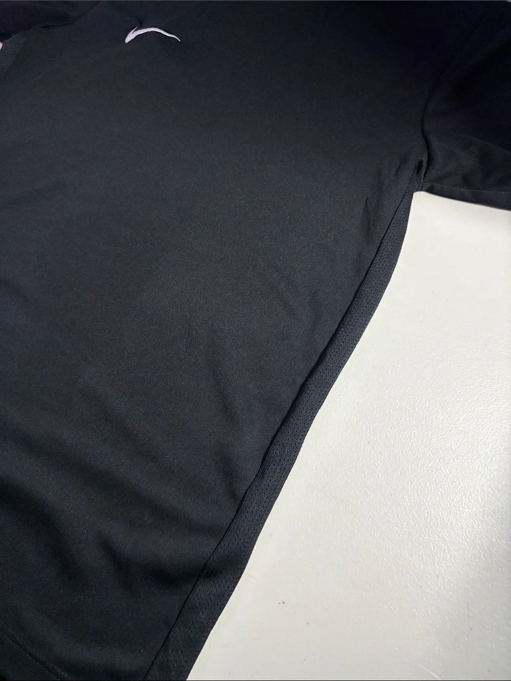 Nike Dri-Fit Black Short-Sleeve Athletic Tee with White Swoosh